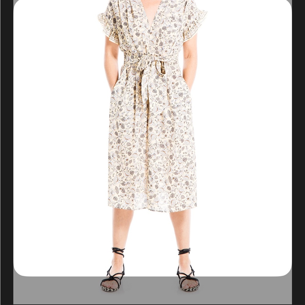 Elegant Cream Floral Midi Dress